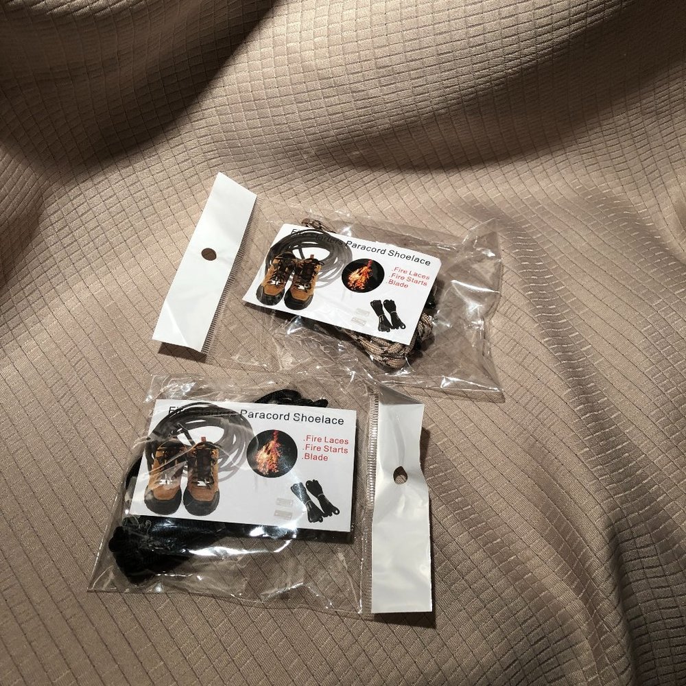 Fire Starters Paracord shoelace, two pairs, NWT